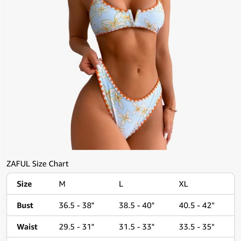 Zaful Floral Bikini Set - Blue and Orange